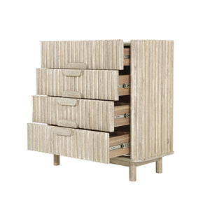 Lh Imports Oasis 4 Drawer Chest - Elegant Solid Acacia Wood Storage With Velvet-lined Luxury Top Drawers Beige Solid Acacia Wood,Mdf Acacia Veneer Oas004