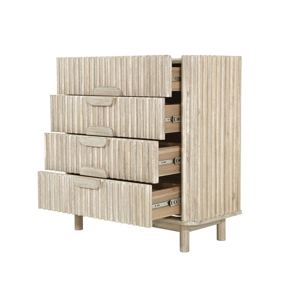 Lh Imports Oasis 4 Drawer Chest - Elegant Solid Acacia Wood Storage With Velvet-lined Luxury Top Drawers Beige Solid Acacia Wood,Mdf Acacia Veneer Oas004