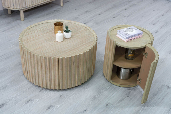 Lh Imports Oasis Side Table - Durable Acacia Wood Design With Storage, Perfect For Home Décor & Organization Beige Solid Acacia Wood,Mdf Acacia Veneer Oas005