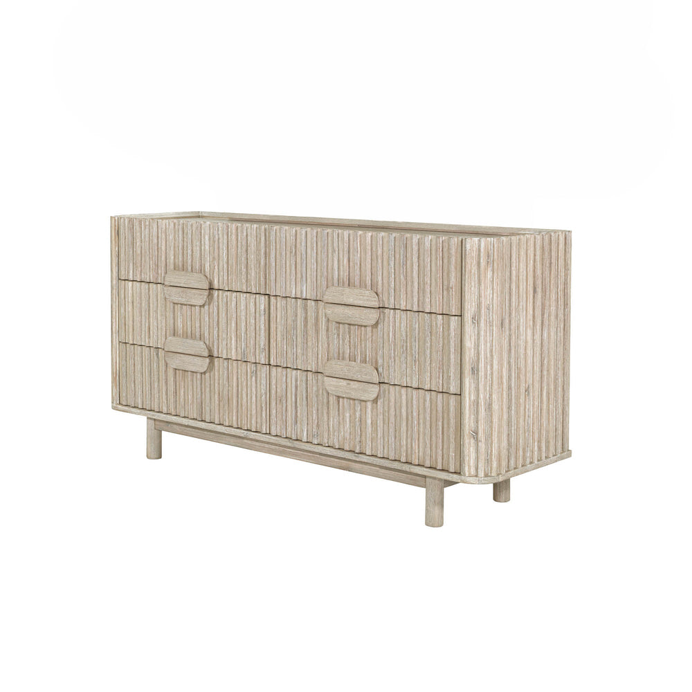 Lh Imports Oasis 6 Drawer Dresser – Elegant Acacia Wood Storage Solution With Velvet-lined Luxury Top Drawers Beige Solid Acacia Wood,Mdf Acacia Veneer Oas006