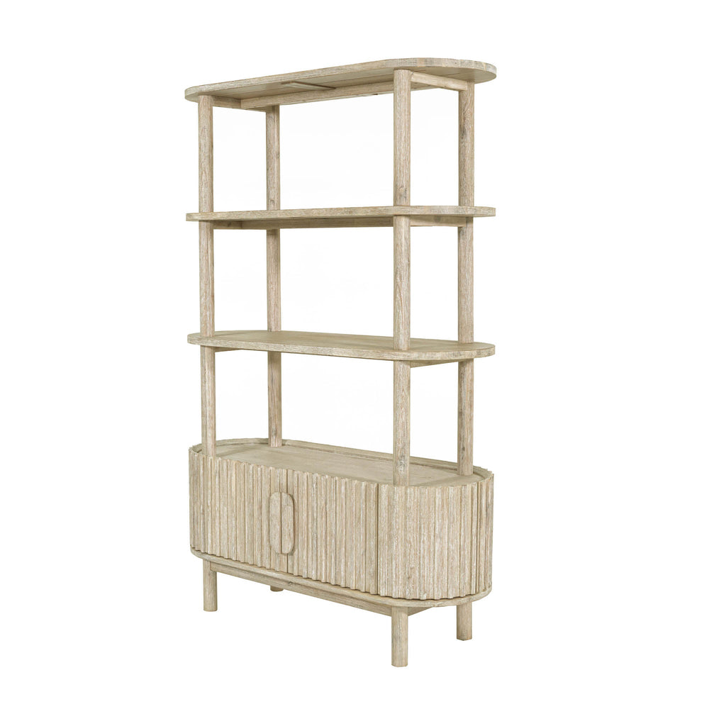 Lh Imports Oasis Bookcase - Elegant Solid Acacia Wood Design With Open Shelves & Hidden Storage For Home Décor Beige Solid Acacia Wood,Mdf Acacia Veneer Oas019