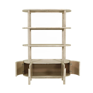 Lh Imports Oasis Bookcase - Elegant Solid Acacia Wood Design With Open Shelves & Hidden Storage For Home Décor Beige Solid Acacia Wood,Mdf Acacia Veneer Oas019