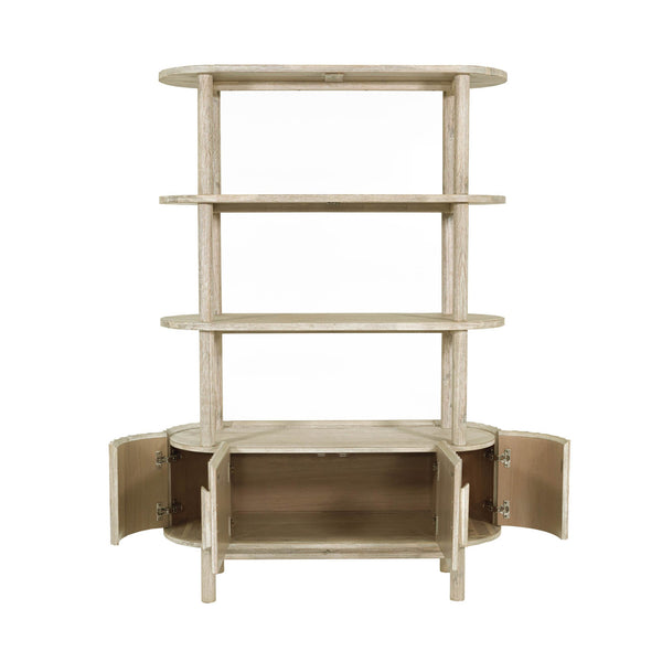 Lh Imports Oasis Bookcase - Elegant Solid Acacia Wood Design With Open Shelves & Hidden Storage For Home Décor Beige Solid Acacia Wood,Mdf Acacia Veneer Oas019