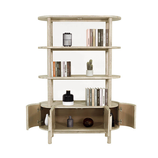 Lh Imports Oasis Bookcase - Elegant Solid Acacia Wood Design With Open Shelves & Hidden Storage For Home Décor Beige Solid Acacia Wood,Mdf Acacia Veneer Oas019