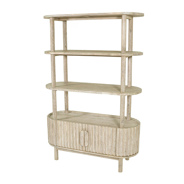 Lh Imports Oasis Bookcase - Elegant Solid Acacia Wood Design With Open Shelves & Hidden Storage For Home Décor Beige Solid Acacia Wood,Mdf Acacia Veneer Oas019