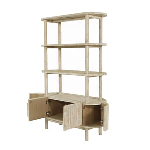 Lh Imports Oasis Bookcase - Elegant Solid Acacia Wood Design With Open Shelves & Hidden Storage For Home Décor Beige Solid Acacia Wood,Mdf Acacia Veneer Oas019