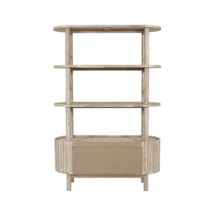 Lh Imports Oasis Bookcase - Elegant Solid Acacia Wood Design With Open Shelves & Hidden Storage For Home Décor Beige Solid Acacia Wood,Mdf Acacia Veneer Oas019