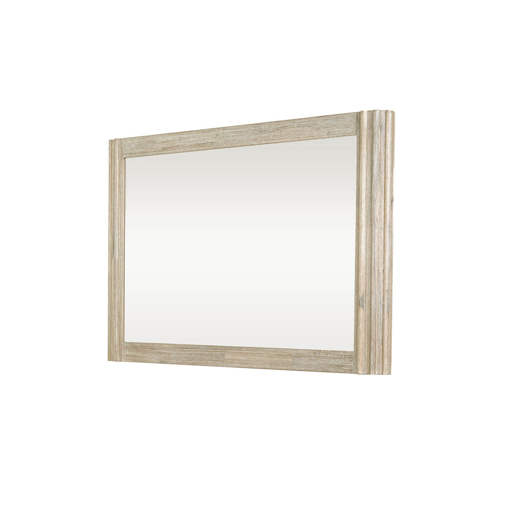 Lh Imports Oasis Mirror - Elegant Brushed Acacia Wood Frame For Versatile Home Décor In Bedroom Or Bathroom Beige Solid Acacia Wood,Glass Oas021