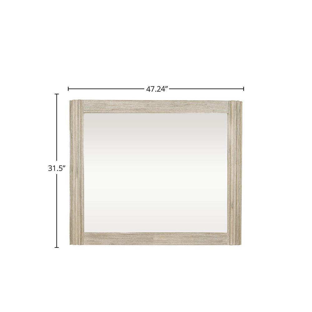 Lh Imports Oasis Mirror - Elegant Brushed Acacia Wood Frame For Versatile Home Décor In Bedroom Or Bathroom Beige Solid Acacia Wood,Glass Oas021