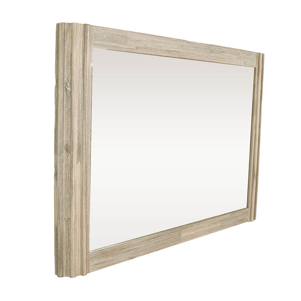 Lh Imports Oasis Mirror - Elegant Brushed Acacia Wood Frame For Versatile Home Décor In Bedroom Or Bathroom Beige Solid Acacia Wood,Glass Oas021