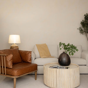 Lh Imports Oasis Coffee Table - Elegant Solid Acacia Wood With Fluted Detailing & Hidden Storage Solutions Beige Solid Acacia Wood,Mdf Acacia Veneer Oas032