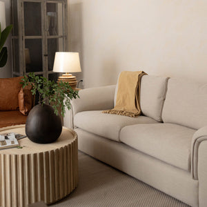 Lh Imports Oasis Coffee Table - Elegant Solid Acacia Wood With Fluted Detailing & Hidden Storage Solutions Beige Solid Acacia Wood,Mdf Acacia Veneer Oas032