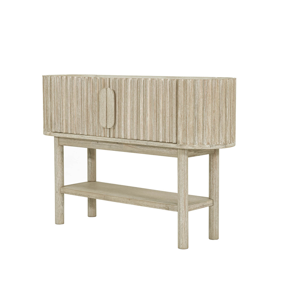 Lh Imports Oasis Console - Stunning Acacia Wood Design With Fluted Detailing & Extra Storage For Your Home Beige Solid Acacia Wood,Mdf Acacia Veneer Oas034