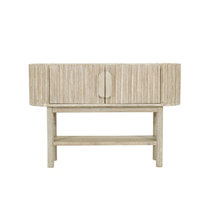 Lh Imports Oasis Console - Stunning Acacia Wood Design With Fluted Detailing & Extra Storage For Your Home Beige Solid Acacia Wood,Mdf Acacia Veneer Oas034