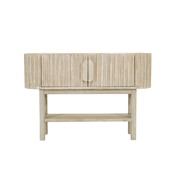 Lh Imports Oasis Console - Stunning Acacia Wood Design With Fluted Detailing & Extra Storage For Your Home Beige Solid Acacia Wood,Mdf Acacia Veneer Oas034