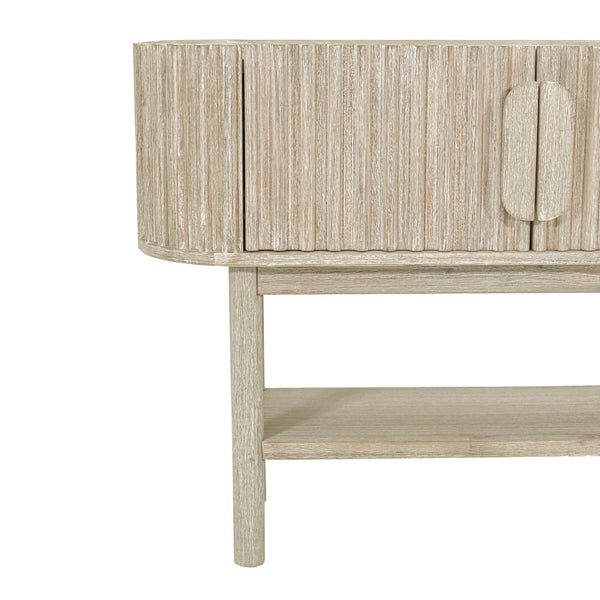 Lh Imports Oasis Console - Stunning Acacia Wood Design With Fluted Detailing & Extra Storage For Your Home Beige Solid Acacia Wood,Mdf Acacia Veneer Oas034