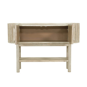 Lh Imports Oasis Console - Stunning Acacia Wood Design With Fluted Detailing & Extra Storage For Your Home Beige Solid Acacia Wood,Mdf Acacia Veneer Oas034