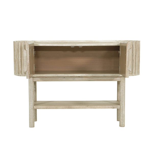 Lh Imports Oasis Console - Stunning Acacia Wood Design With Fluted Detailing & Extra Storage For Your Home Beige Solid Acacia Wood,Mdf Acacia Veneer Oas034