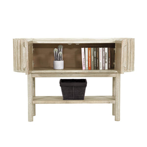 Lh Imports Oasis Console - Stunning Acacia Wood Design With Fluted Detailing & Extra Storage For Your Home Beige Solid Acacia Wood,Mdf Acacia Veneer Oas034