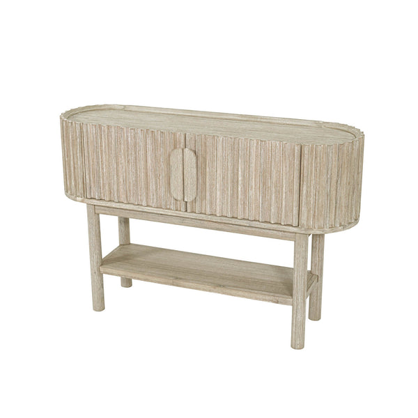Lh Imports Oasis Console - Stunning Acacia Wood Design With Fluted Detailing & Extra Storage For Your Home Beige Solid Acacia Wood,Mdf Acacia Veneer Oas034