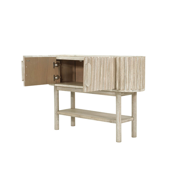 Lh Imports Oasis Console - Stunning Acacia Wood Design With Fluted Detailing & Extra Storage For Your Home Beige Solid Acacia Wood,Mdf Acacia Veneer Oas034