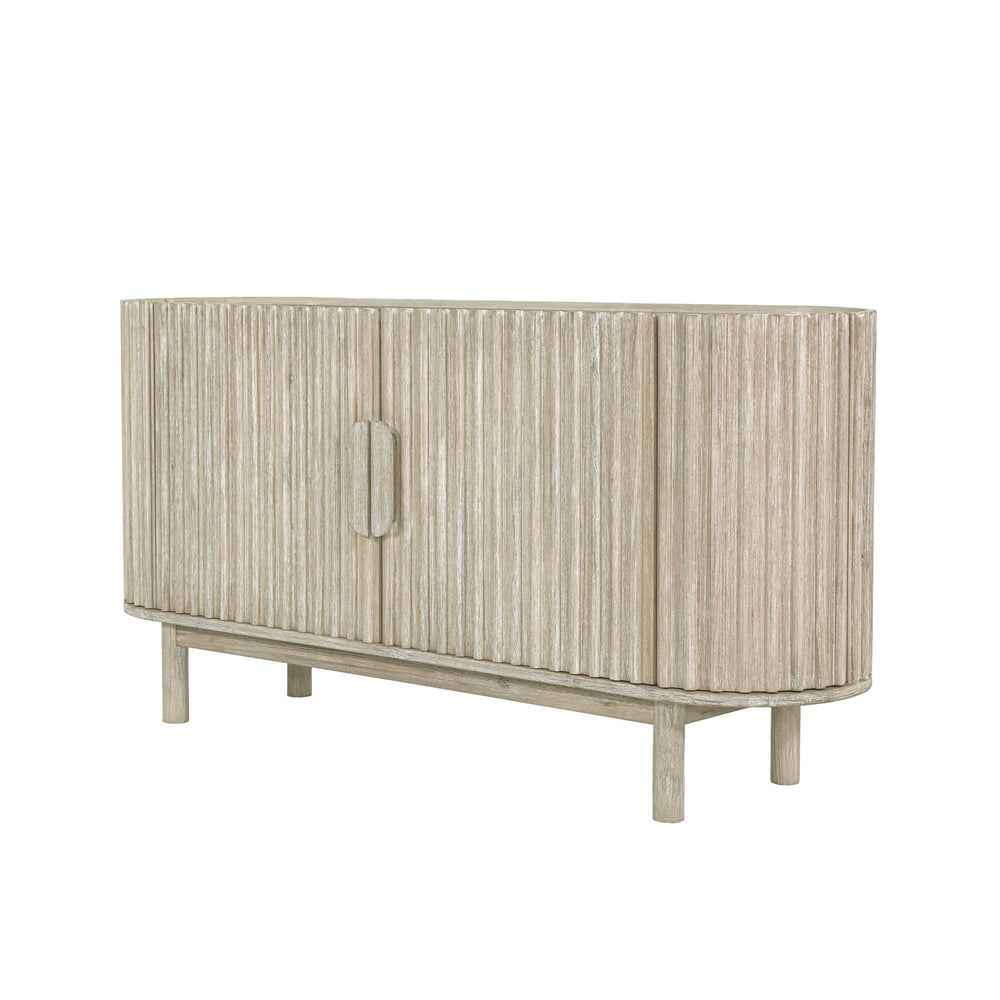 Lh Imports Oasis Sideboard - Durable Solid Acacia Wood With Fluted Detailing & Unique Corner Cupboards For Storage Beige Solid Acacia Wood,Mdf Acacia Veneer Oas04b