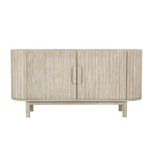 Lh Imports Oasis Sideboard - Durable Solid Acacia Wood With Fluted Detailing & Unique Corner Cupboards For Storage Beige Solid Acacia Wood,Mdf Acacia Veneer Oas04b