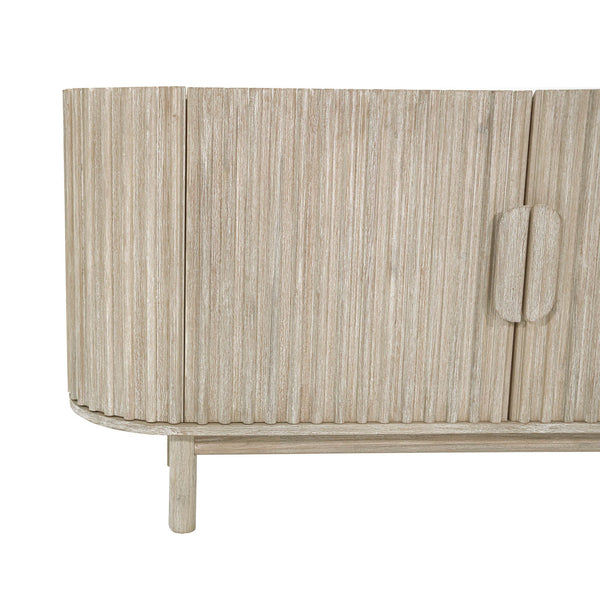 Lh Imports Oasis Sideboard - Durable Solid Acacia Wood With Fluted Detailing & Unique Corner Cupboards For Storage Beige Solid Acacia Wood,Mdf Acacia Veneer Oas04b