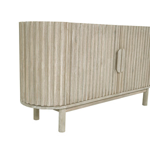 Lh Imports Oasis Sideboard - Durable Solid Acacia Wood With Fluted Detailing & Unique Corner Cupboards For Storage Beige Solid Acacia Wood,Mdf Acacia Veneer Oas04b
