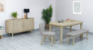 Lh Imports Oasis Sideboard - Durable Solid Acacia Wood With Fluted Detailing & Unique Corner Cupboards For Storage Beige Solid Acacia Wood,Mdf Acacia Veneer Oas04b