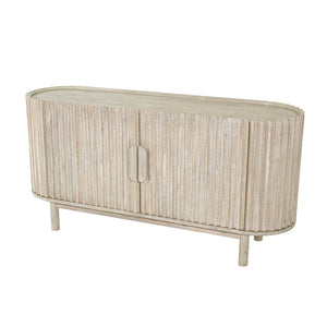 Lh Imports Oasis Sideboard - Durable Solid Acacia Wood With Fluted Detailing & Unique Corner Cupboards For Storage Beige Solid Acacia Wood,Mdf Acacia Veneer Oas04b