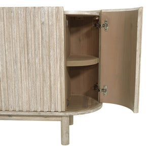 Lh Imports Oasis Sideboard - Durable Solid Acacia Wood With Fluted Detailing & Unique Corner Cupboards For Storage Beige Solid Acacia Wood,Mdf Acacia Veneer Oas04b