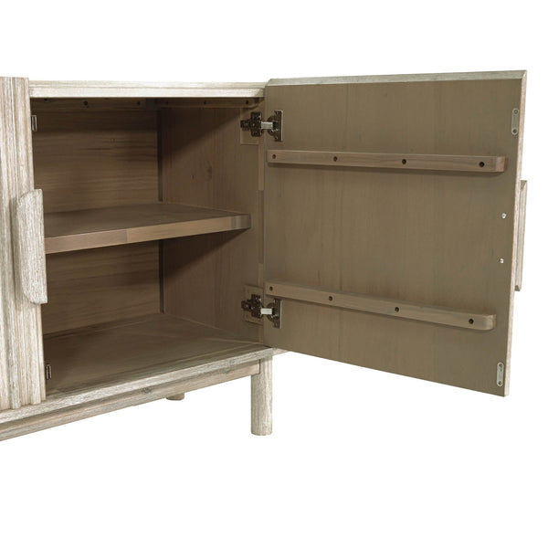 Lh Imports Oasis Sideboard - Durable Solid Acacia Wood With Fluted Detailing & Unique Corner Cupboards For Storage Beige Solid Acacia Wood,Mdf Acacia Veneer Oas04b