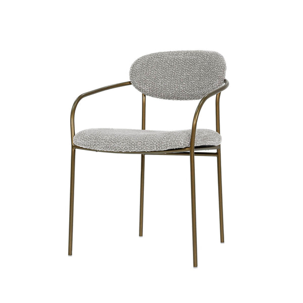 Lh Imports Oasis Arm Dining Chair - Sleek Bronze Frame, Modern Rounded Back & Easy-care Fabric For Style Grey,Copper Iron,90% Polyester,10%Acrylic,Pu Foam,Polyester Fiber Oas066