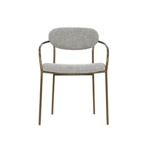Lh Imports Oasis Arm Dining Chair - Sleek Bronze Frame, Modern Rounded Back & Easy-care Fabric For Style Grey,Copper Iron,90% Polyester,10%Acrylic,Pu Foam,Polyester Fiber Oas066