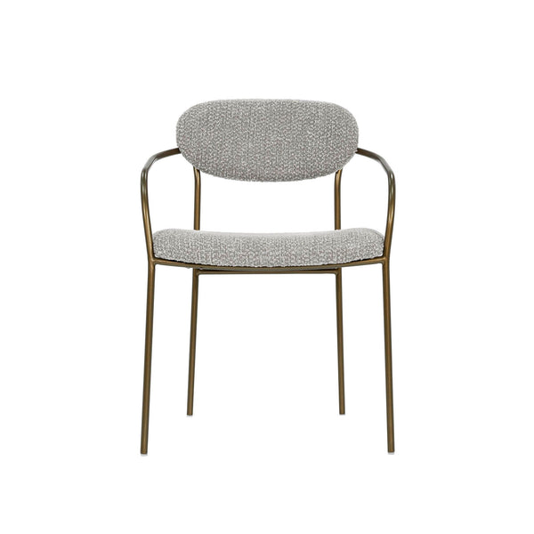 Lh Imports Oasis Arm Dining Chair - Sleek Bronze Frame, Modern Rounded Back & Easy-care Fabric For Style Grey,Copper Iron,90% Polyester,10%Acrylic,Pu Foam,Polyester Fiber Oas066