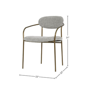Lh Imports Oasis Arm Dining Chair - Sleek Bronze Frame, Modern Rounded Back & Easy-care Fabric For Style Grey,Copper Iron,90% Polyester,10%Acrylic,Pu Foam,Polyester Fiber Oas066