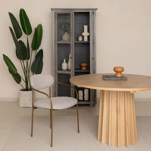 Lh Imports Oasis Arm Dining Chair - Sleek Bronze Frame, Modern Rounded Back & Easy-care Fabric For Style Grey,Copper Iron,90% Polyester,10%Acrylic,Pu Foam,Polyester Fiber Oas066