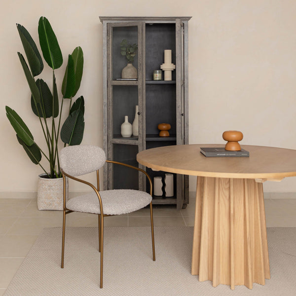 Lh Imports Oasis Arm Dining Chair - Sleek Bronze Frame, Modern Rounded Back & Easy-care Fabric For Style Grey,Copper Iron,90% Polyester,10%Acrylic,Pu Foam,Polyester Fiber Oas066