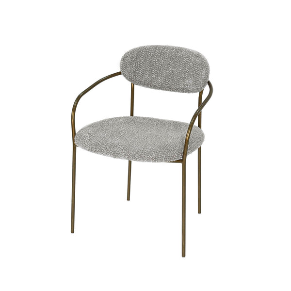 Lh Imports Oasis Arm Dining Chair - Sleek Bronze Frame, Modern Rounded Back & Easy-care Fabric For Style Grey,Copper Iron,90% Polyester,10%Acrylic,Pu Foam,Polyester Fiber Oas066