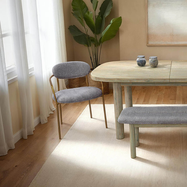 Lh Imports Oasis Arm Dining Chair - Sleek Bronze Frame, Modern Rounded Back & Easy-care Fabric For Style Grey,Copper Iron,90% Polyester,10%Acrylic,Pu Foam,Polyester Fiber Oas066