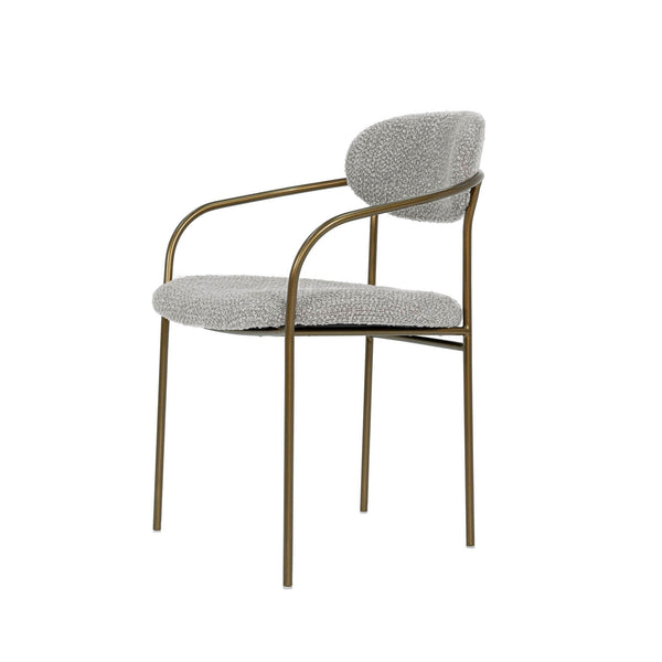 Lh Imports Oasis Arm Dining Chair - Sleek Bronze Frame, Modern Rounded Back & Easy-care Fabric For Style Grey,Copper Iron,90% Polyester,10%Acrylic,Pu Foam,Polyester Fiber Oas066