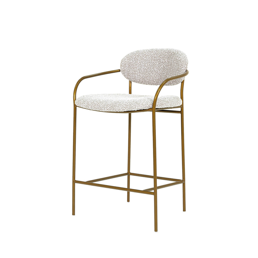 Lh Imports Oasis Arm Counter Stool - Stylish Bronze Metal Frame With Modern Rounded Back For Effortless Elegance Grey Iron,90% Polyester,10%Acrylic,Pu Foam,Polyester Fiber Oas067