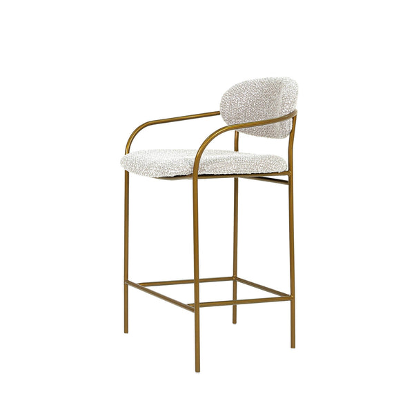 Lh Imports Oasis Arm Counter Stool - Stylish Bronze Metal Frame With Modern Rounded Back For Effortless Elegance Grey Iron,90% Polyester,10%Acrylic,Pu Foam,Polyester Fiber Oas067