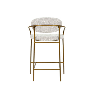 Lh Imports Oasis Arm Counter Stool - Stylish Bronze Metal Frame With Modern Rounded Back For Effortless Elegance Grey Iron,90% Polyester,10%Acrylic,Pu Foam,Polyester Fiber Oas067