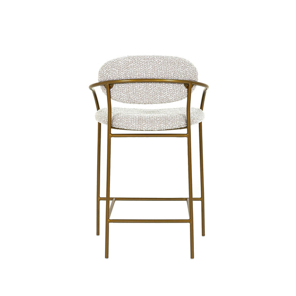 Lh Imports Oasis Arm Counter Stool - Stylish Bronze Metal Frame With Modern Rounded Back For Effortless Elegance Grey Iron,90% Polyester,10%Acrylic,Pu Foam,Polyester Fiber Oas067