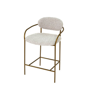 Lh Imports Oasis Arm Counter Stool - Stylish Bronze Metal Frame With Modern Rounded Back For Effortless Elegance Grey Iron,90% Polyester,10%Acrylic,Pu Foam,Polyester Fiber Oas067