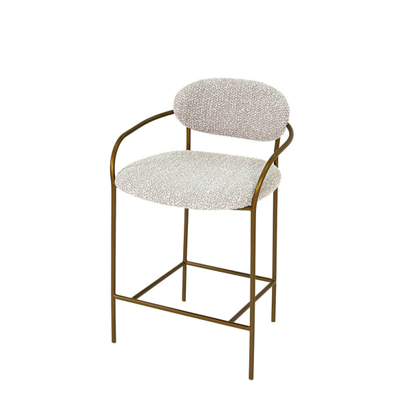 Lh Imports Oasis Arm Counter Stool - Stylish Bronze Metal Frame With Modern Rounded Back For Effortless Elegance Grey Iron,90% Polyester,10%Acrylic,Pu Foam,Polyester Fiber Oas067