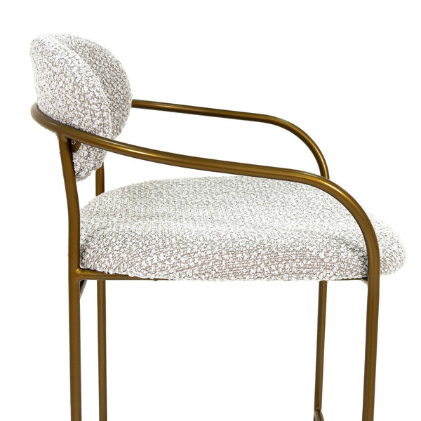 Lh Imports Oasis Arm Counter Stool - Stylish Bronze Metal Frame With Modern Rounded Back For Effortless Elegance Grey Iron,90% Polyester,10%Acrylic,Pu Foam,Polyester Fiber Oas067