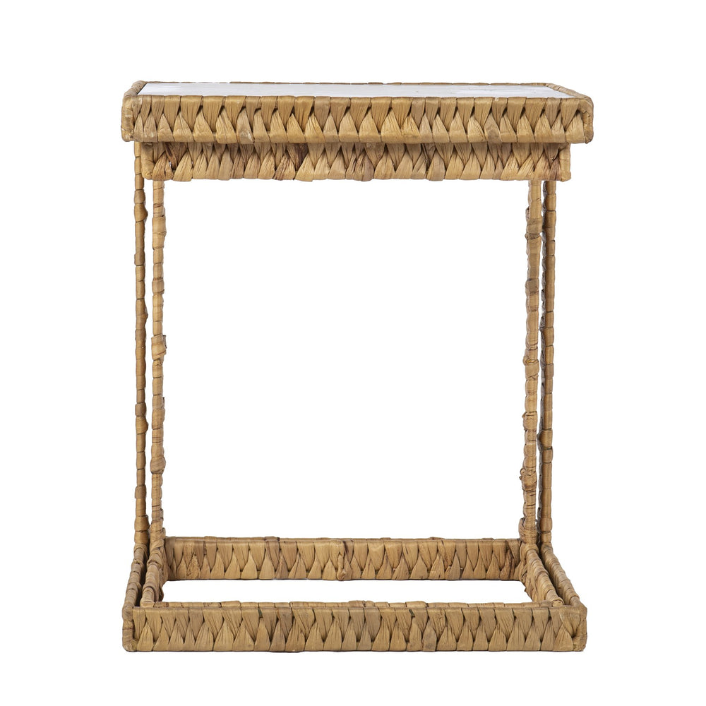 Safavieh Ismaya Handwoven Water Hyacinth Nesting C Tables With Tempered Glass Tops For Coastal Living OC1084606